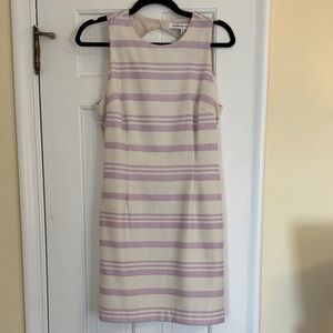 cupcakes & cashmere Cream and Light Purple Striped Sleeveless Mini Dress